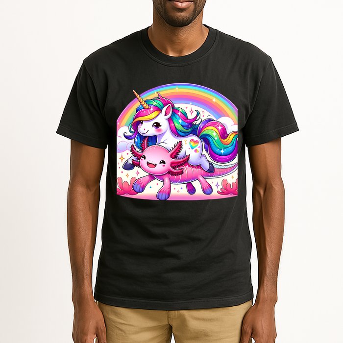 Unicorn Riding Axolotl Kawaii Rainbow Tall T-Shirt