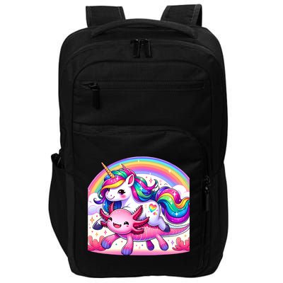 Unicorn Riding Axolotl Kawaii Rainbow Impact Tech Backpack