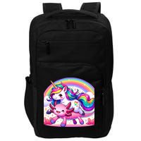 Unicorn Riding Axolotl Kawaii Rainbow Impact Tech Backpack