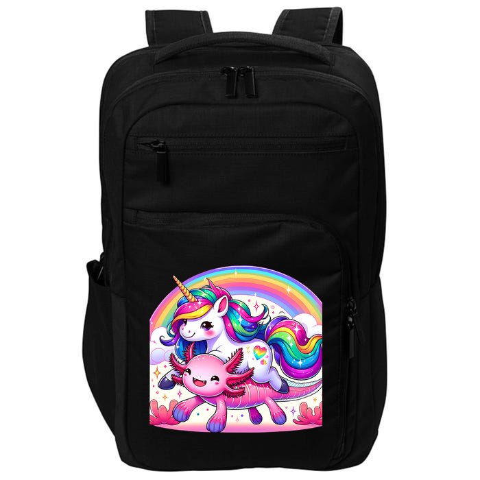 Unicorn Riding Axolotl Kawaii Rainbow Impact Tech Backpack