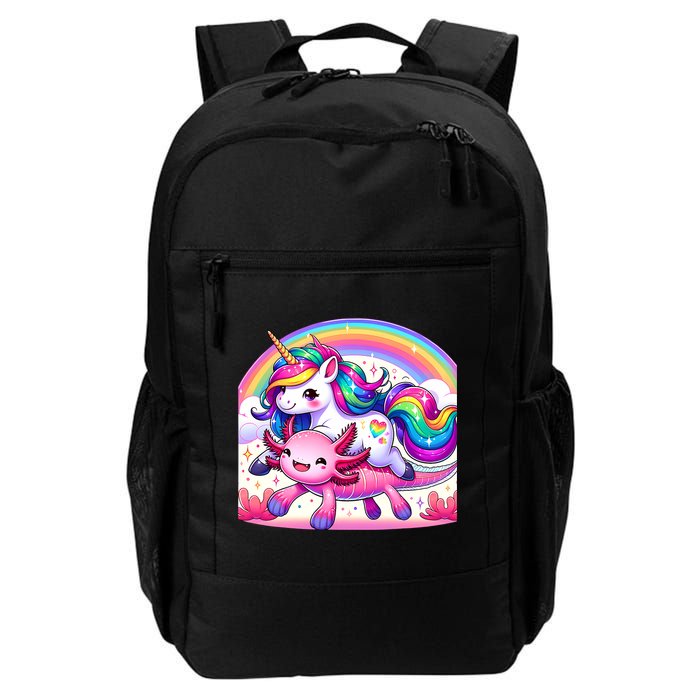 Unicorn Riding Axolotl Kawaii Rainbow Backpack