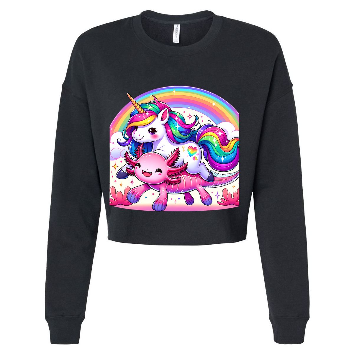 Unicorn Riding Axolotl Kawaii Rainbow Sustainable Bucket Hat