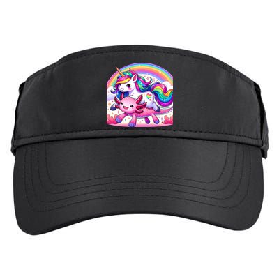 Unicorn Riding Axolotl Kawaii Rainbow Adult Drive Performance Visor
