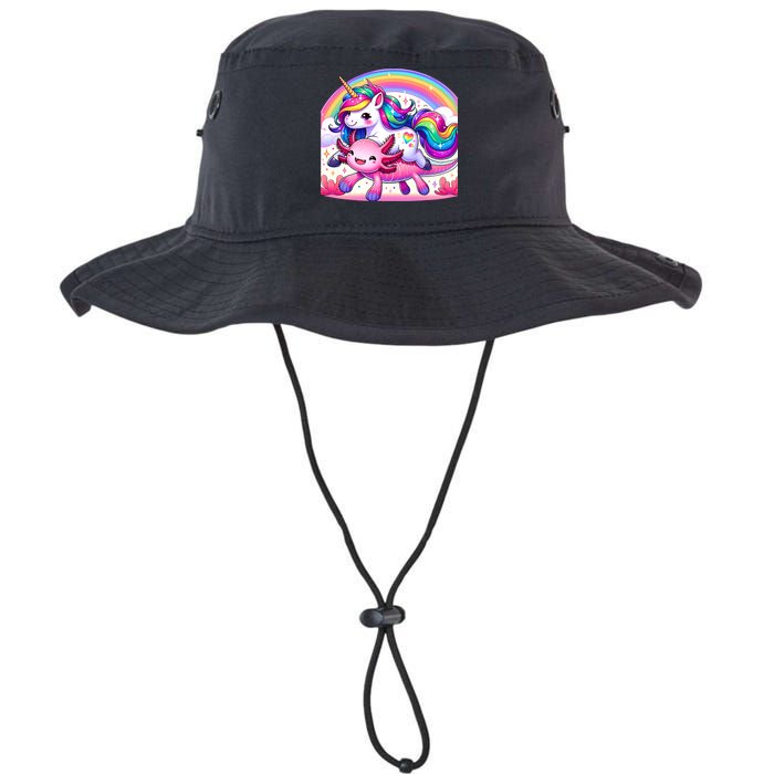 Unicorn Riding Axolotl Kawaii Rainbow Bucket Hat