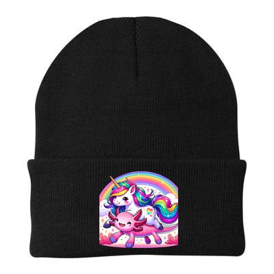 Unicorn Riding Axolotl Kawaii Rainbow Beanie