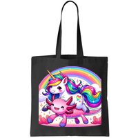 Unicorn Riding Axolotl Kawaii Rainbow Bag