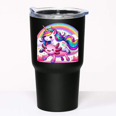 Unicorn Riding Axolotl Kawaii Rainbow Tumbler