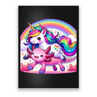 Unicorn Riding Axolotl Kawaii Rainbow Poster
