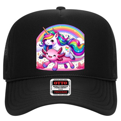 Unicorn Riding Axolotl Kawaii Rainbow Hat