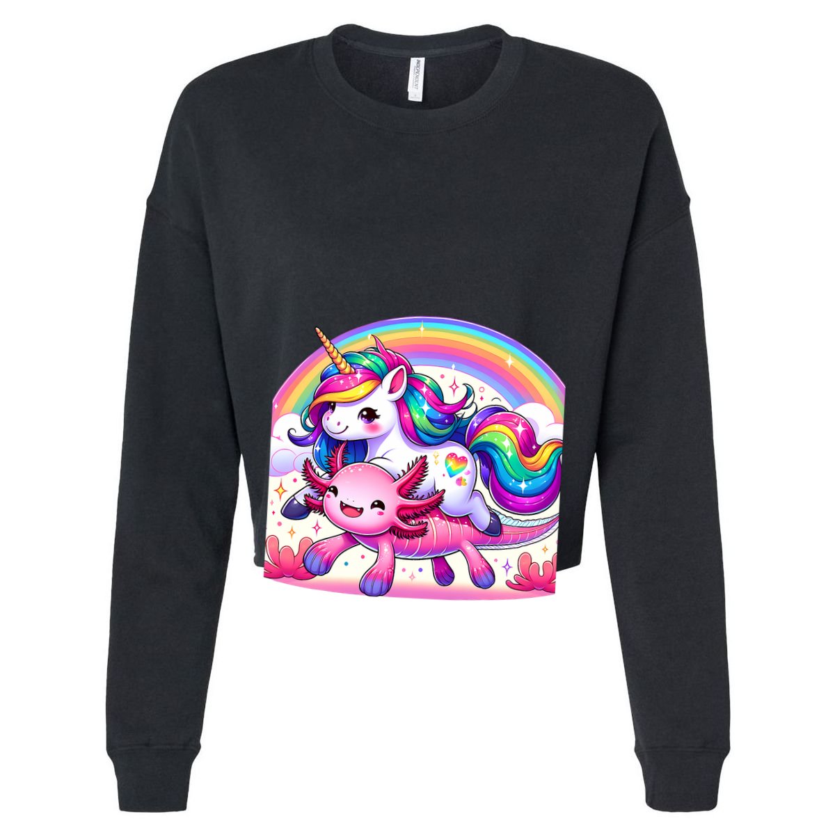 Unicorn Riding Axolotl Kawaii Rainbow Golf Towel