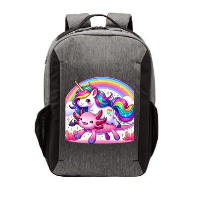 Unicorn Riding Axolotl Kawaii Rainbow Vector Backpack