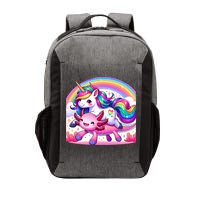 Unicorn Riding Axolotl Kawaii Rainbow Vector Backpack