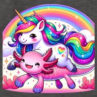 Unicorn Riding Axolotl Kawaii Rainbow Vector Backpack