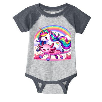 Unicorn Riding Axolotl Kawaii Rainbow Infant Baby Jersey Bodysuit