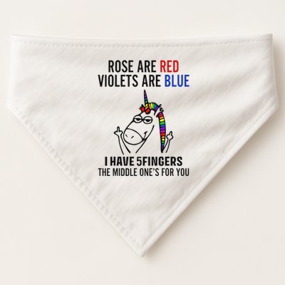 Unicorn Rose Are Red Violets Are Blue I Have 5 Fingers USA-Made Doggie Bandana