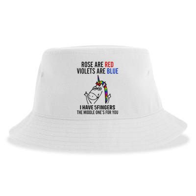 Unicorn Rose Are Red Violets Are Blue I Have 5 Fingers Sustainable Bucket Hat