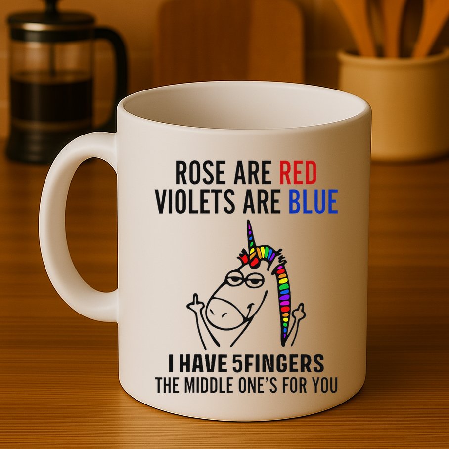 Unicorn Rose Are Red Violets Are Blue I Have 5 Fingers Mug
