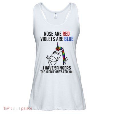 Unicorn Rose Are Red Violets Are Blue I Have 5 Fingers Ladies Essential Flowy Tank