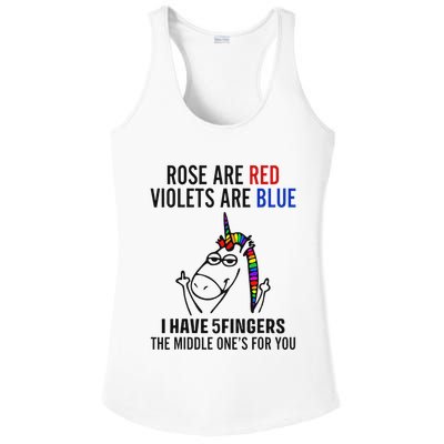 Unicorn Rose Are Red Violets Are Blue I Have 5 Fingers Ladies PosiCharge Competitor Racerback Tank