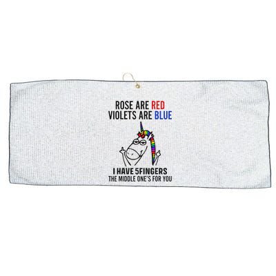 Unicorn Rose Are Red Violets Are Blue I Have 5 Fingers Large Microfiber Waffle Golf Towel