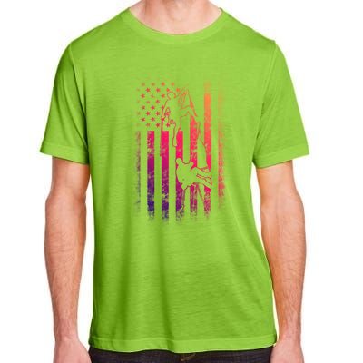 Usa Rock Climbing Flag Patriotic Rock Climber 4th Of July Great Gift Adult ChromaSoft Performance T-Shirt