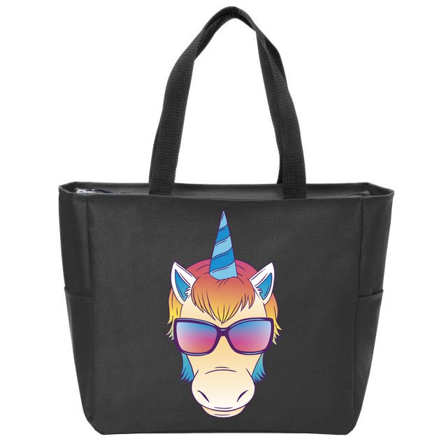 Unicorn Rainbow Cartoon Zip Tote Bag