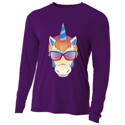 Unicorn Rainbow Cartoon Cooling Performance Long Sleeve Crew