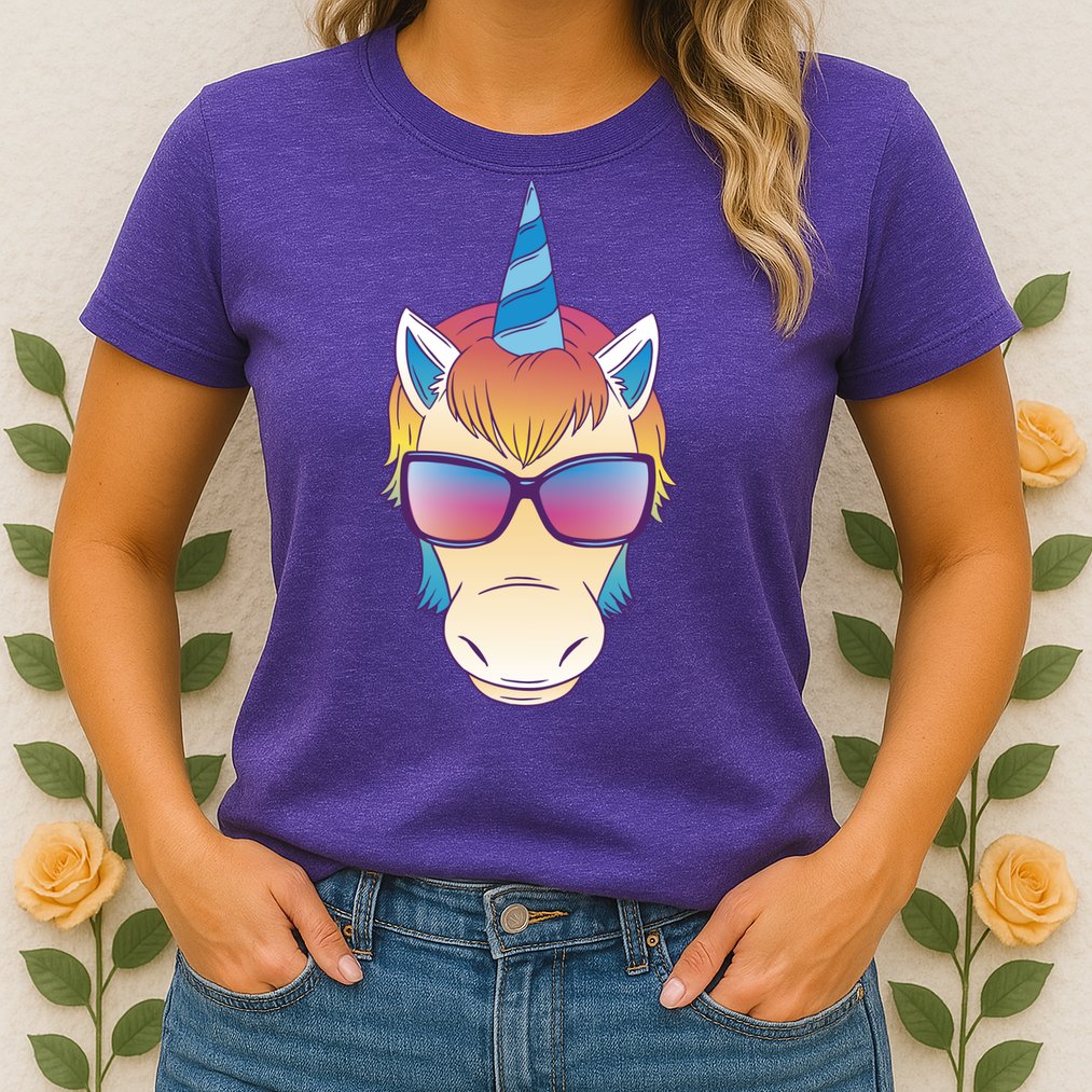Unicorn Rainbow Cartoon Womens T-Shirt