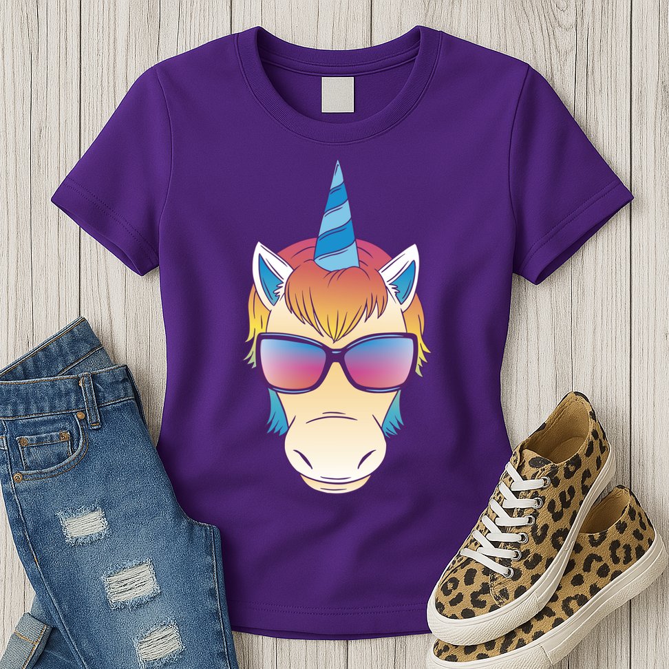 Unicorn Rainbow Cartoon Womens T-Shirt