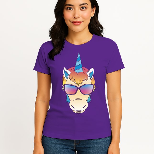Unicorn Rainbow Cartoon Womens T-Shirt