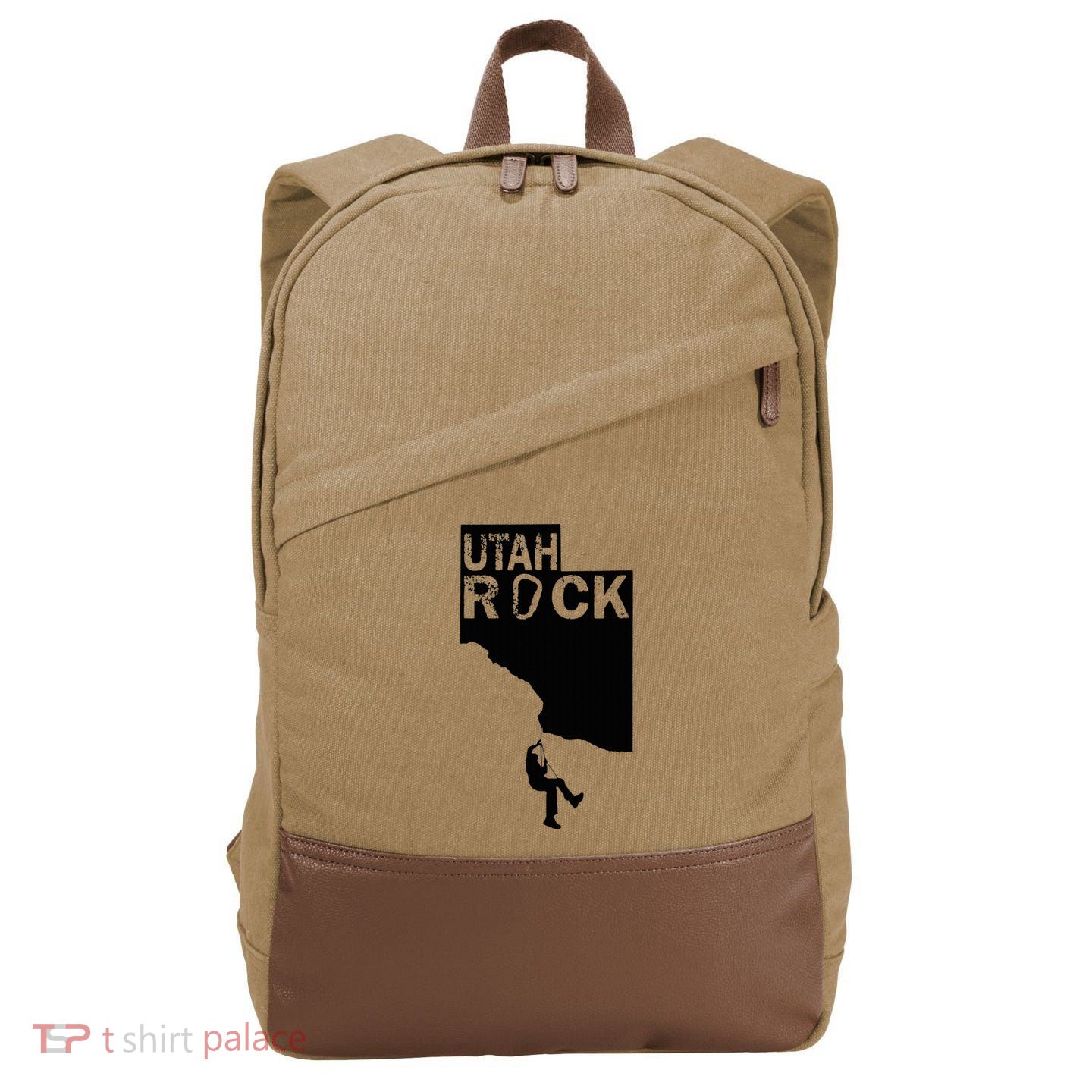 Utah Rock Climbing Cotton Canvas Backpack