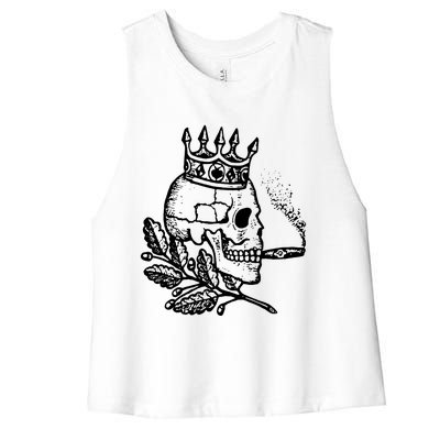 Unusual Rockabilly Crown Cigar Women's Racerback Cropped Tank