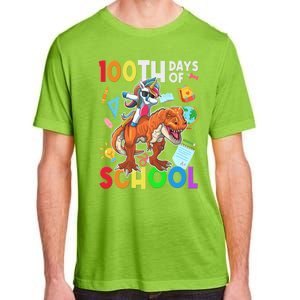 Unicorn Riding Dinosaur 100th Day Of School Teacher Gift Adult ChromaSoft Performance T-Shirt