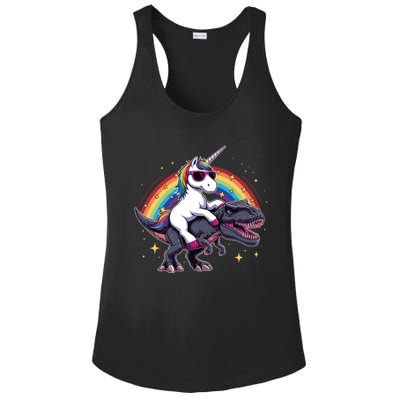 Unicorn Riding Dinosaur Funny Trex Gift Ladies PosiCharge Competitor Racerback Tank