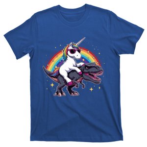 Unicorn Riding Dinosaur Funny Trex Gift T-Shirt