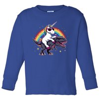 Unicorn Riding Dinosaur Funny Trex Gift Toddler Long Sleeve Shirt