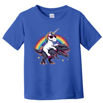 Unicorn Riding Dinosaur Funny Trex Gift Toddler T-Shirt