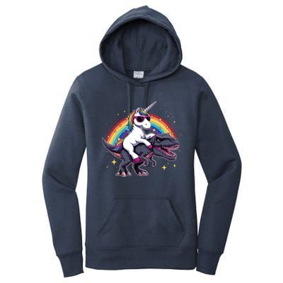 Unicorn Riding Dinosaur Funny Trex Gift Women's Pullover Hoodie