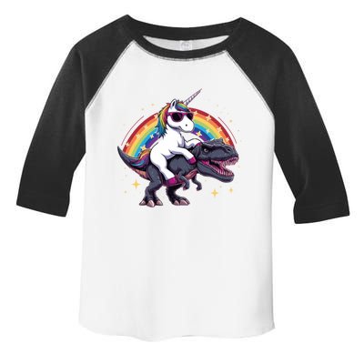 Unicorn Riding Dinosaur Funny Trex Gift Toddler Fine Jersey T-Shirt