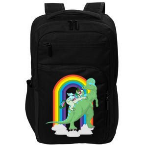 Unicorn Riding Dinosaur Gift Rainbow Gift Impact Tech Backpack