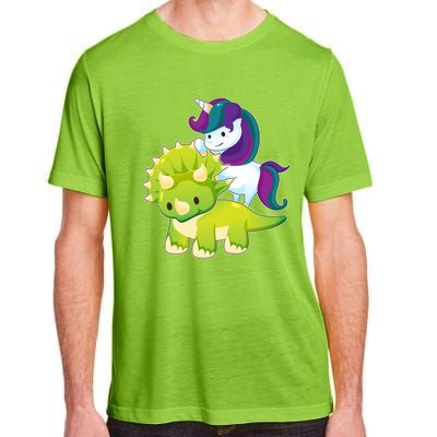 Unicorn Riding Dinosaur Funny Gift Triceratops Squad Gift Adult ChromaSoft Performance T-Shirt