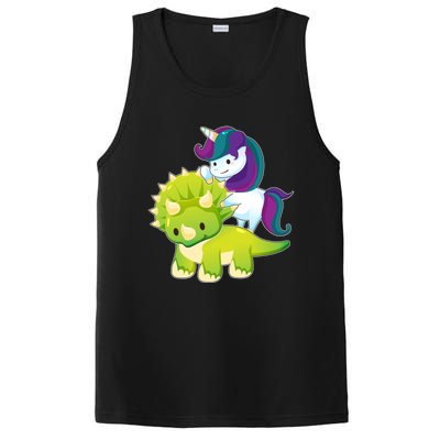 Unicorn Riding Dinosaur Funny Gift Triceratops Squad Gift PosiCharge Competitor Tank