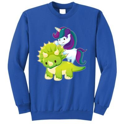 Unicorn Riding Dinosaur Funny Gift Triceratops Squad Gift Sweatshirt