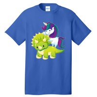 Unicorn Riding Dinosaur Funny Gift Triceratops Squad Gift Tall T-Shirt