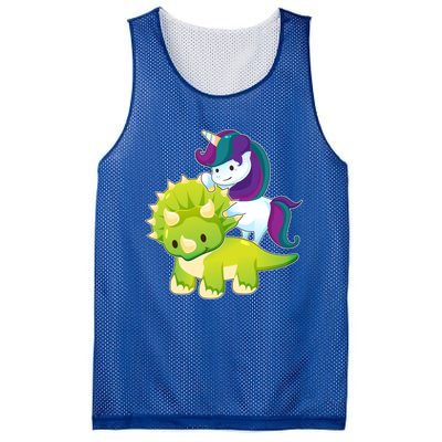 Unicorn Riding Dinosaur Funny Gift Triceratops Squad Gift Mesh Reversible Basketball Jersey Tank