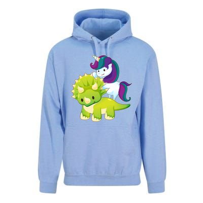 Unicorn Riding Dinosaur Funny Gift Triceratops Squad Gift Unisex Surf Hoodie