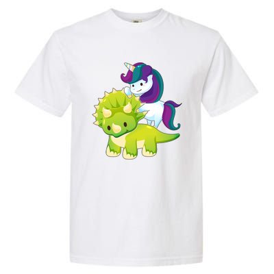 Unicorn Riding Dinosaur Funny Gift Triceratops Squad Gift Garment-Dyed Heavyweight T-Shirt