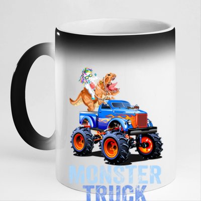 Unicorn Riding Dinosaur Monster Truck Monster Cool Engines Gift 11oz Black Color Changing Mug