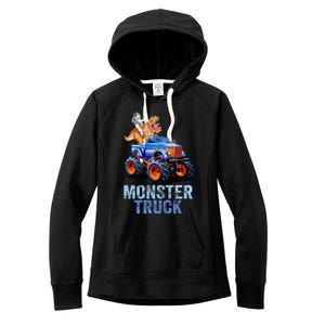 Unicorn Riding Dinosaur Monster Truck Monster Cool Engines Gift Women's Fleece Hoodie