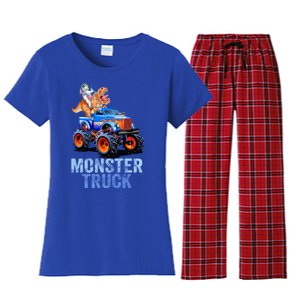 Unicorn Riding Dinosaur Monster Truck Monster Cool Engines Gift Women's Flannel Pajama Set